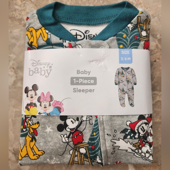3/6m Disney Baby Infant One Piece Sleeper Mickey Mouse - Picture 1 of 2